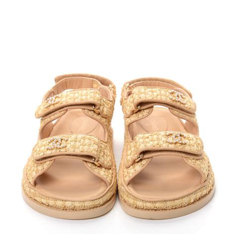 chanel dad sandals raffia|authentic chanel sandals.